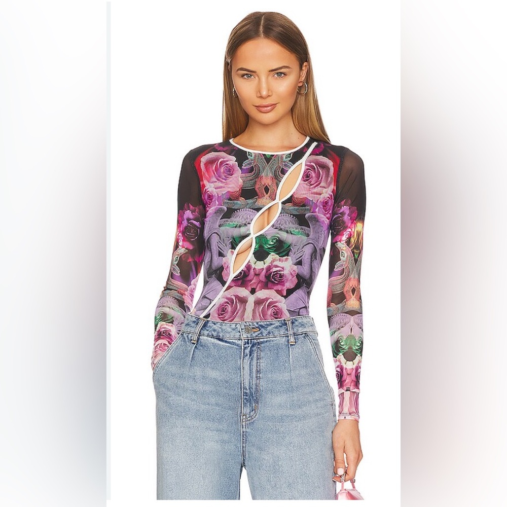 AFRM GiGi Abstract print cutout body suit NWT size L